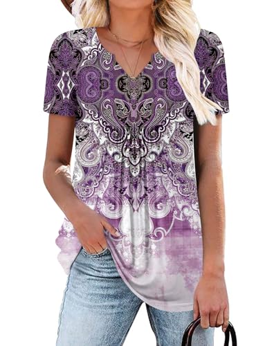 BETTE BOUTIK women shirts v neck womens blouses orders placed by me button down belly hiding tops for women PurpleWhite Small