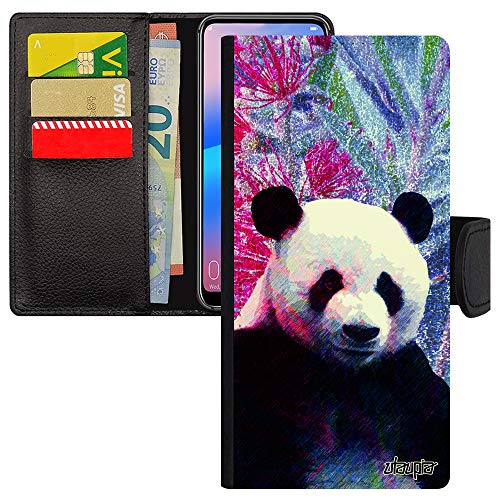 Coque Redmi Note 9s au design de panda et fleurs bleues nature
