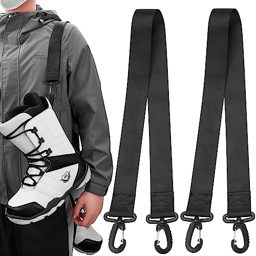 MOPHOEXII 2 Pack Ski Boot Carrier Straps,Ski and Snowboard Boot Shoulder Sling Leash for Women Men,Skates Carry Leash, Roller Skate Leash for Skiing, Snowboarding, Ice Skates (Black)
