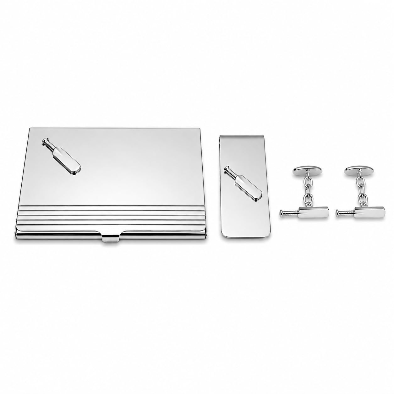 Cricket Business Card Holder, Money Clip & Cufflink Set for Men – Onyx Artc