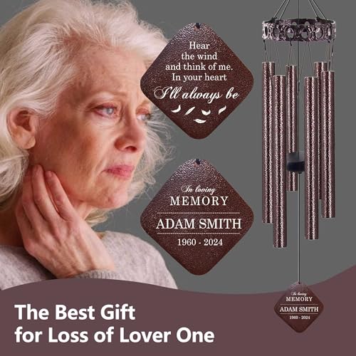 Image of ASTARIN Personalized Memorial Wind Chimes, Customized Wind Chime for Loss of Loved One /Mother /Father, Wind Chimes for Outside Garden Decoration, Sympathy Gifts for Women /Man