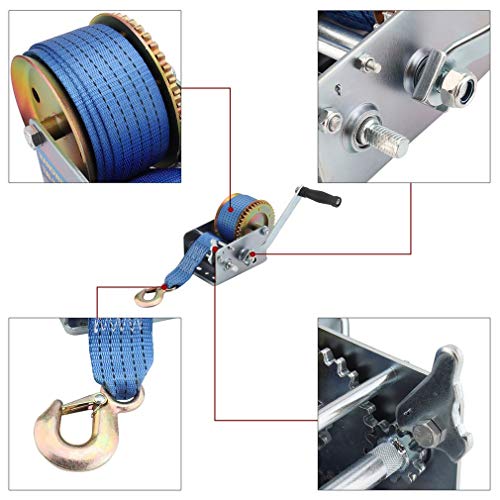 Hand Winch With Strap Hand Crank Gear Winch With Automatic Brake Auto