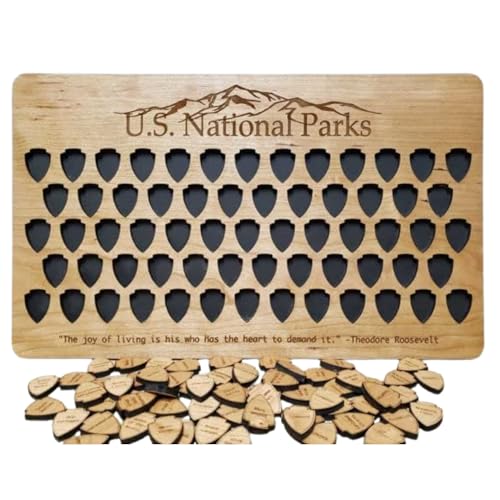 USA National Parks Tracker Board | US Nat Park Map | Wooden United States National Park Guide | Best...