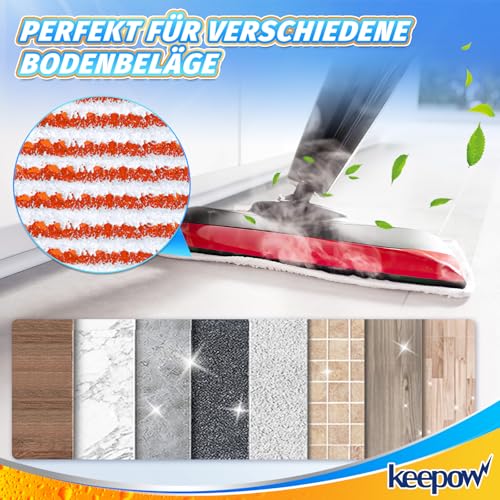 KEEPOW 8 Stück für Vileda Steam PLUS XXL Dampfreiniger Ersatzbezüge, Waschbar Ersatzbezug für Vileda Dampfreiniger, Mikrofaser für Vileda Steam XXL Dampfreiniger - Mit kräftigem Schrubberstreifen