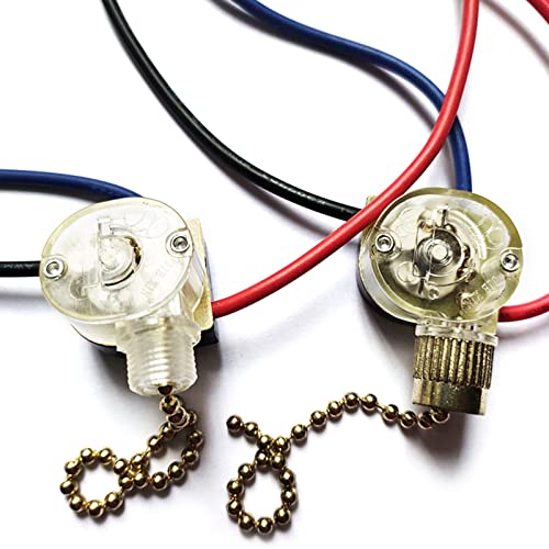 Image of 3-Wire Pull Chain Switch Beads Chain Wall Light Fan Ceiling Switch Replacement ​for Ceiling Fan Desk Antique Lamps Metal + Plastic