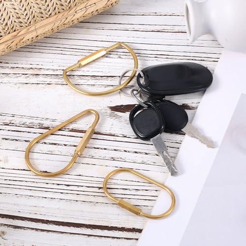 Image of BOXOB 3pcs Brass Screw Lock Keychain, Heavy Duty Car Key Organizer Gold Carabiner Keychain Clip Simple Style Brass Key Rings Holder for Men Women Keys Handbags Purse Bag Charms