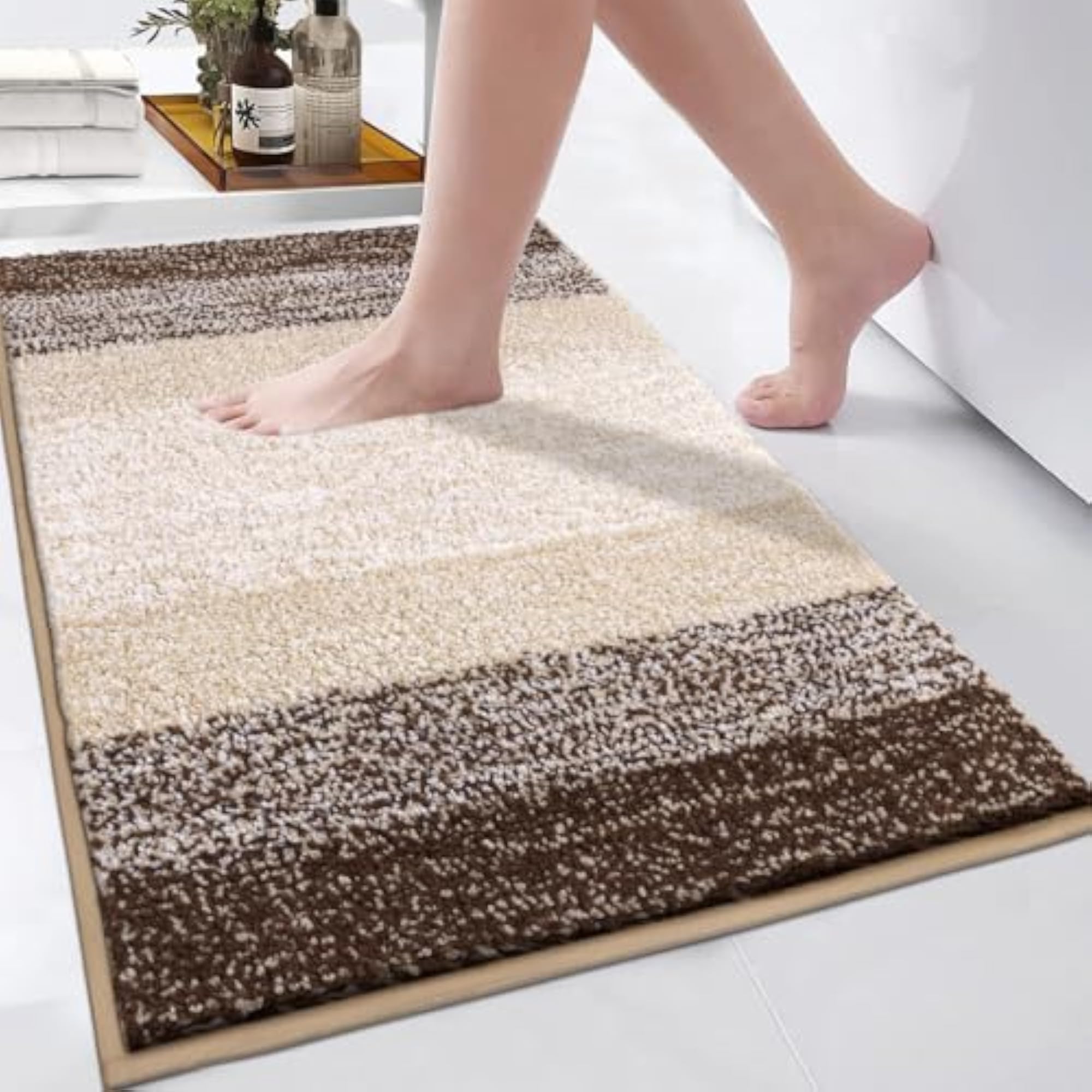 Non-Slip Absorbent Bathroom Rug, Coffee