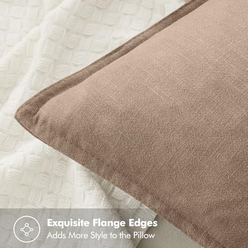 Image of MIULEE Decorative Linen Pillow Covers 20x20 Inch Camel Boho Farmhouse Neutral Couch Throw Pillows for Bed Pack of 2 Accent Modern Pillowcase Sofa Livingroom Home Decor