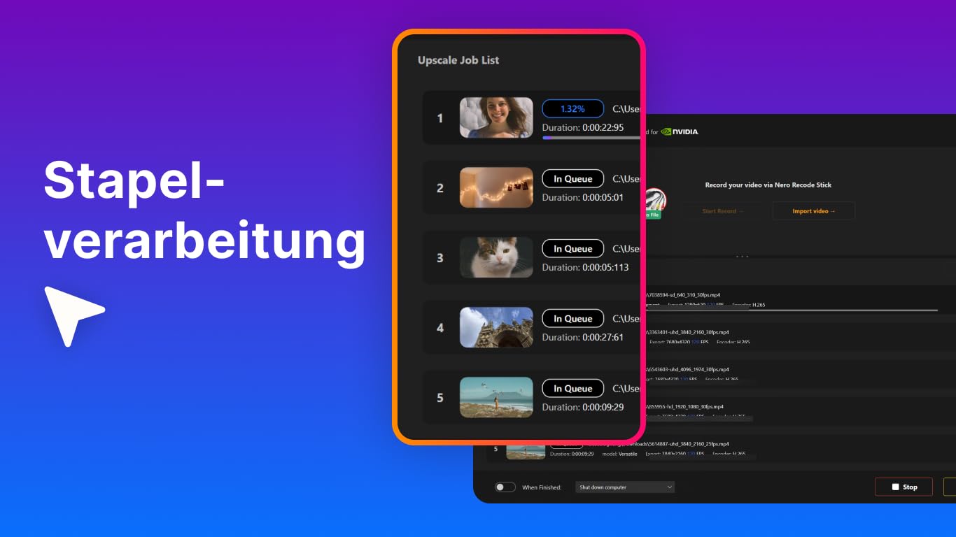Nero AI Video Upscaler Pro Unlimited | Videoqualität verbessern | KI Video Enhancer | Super Resolution 4K | Rauschunterdrückung & Anti-Blur | neue KI-Modelle | Frame-Interpolation | 1 PC | Win 11/10