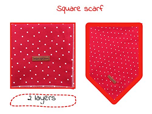Unique style paws 1PCS Hundebandanas Waschbarer Baumwollquadrat-Latz, Verstellbarer Hundetuch für kleine mittelgroße Hunde und Katzen roter Punkt
