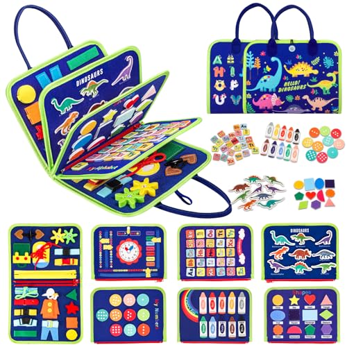 Image of Vlllik Busy Board for 1 2 3 4 5 6 Year Old Toddler, Montessori Toys Preschool Educational Activities for Learning Fine Motor Skills,Busy Book for Plane Car Travel, Birthday Gift for Boys Girls