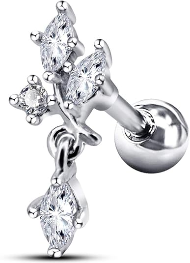 PIERCINGLINE Segment oor-clicker met kettingen en kristallen van chirurgisch staal - Piercing voor oor of helix in 4 stijlvolle kleuren