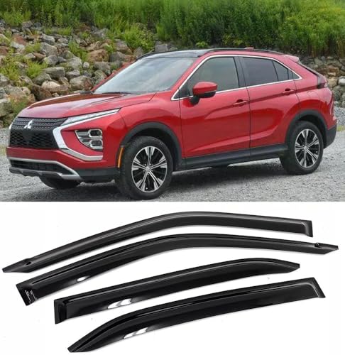 Outside Window Visors Rain Guards Vent Deflectors Compatible with Mitsubishi Eclipse Cross 2018-2025 2026, Window Vent Sun Visor Deflector 4pcs SmokeTinted