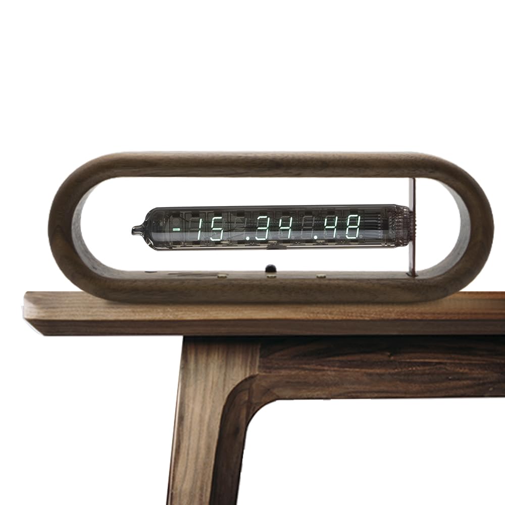TPHRAVAL Nixie Clock,Imitate Glow Tube Clock,IV18 Fluorescent Tube Clock,Simple Electronic Tube Clock,Voice Chime,Solid Wood case,Countdown Clock,Remote Control Control