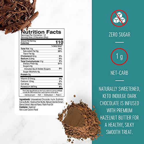 KetoLogic Keto Indulge Sugar Free Chocolate: Keto Chocolate Candy - Low Carb, Dark Chocolate with No Artificial Sweeteners & No Added Sugar - All Natural, Non GMO, Keto Sweets - Mocha (12 Serve)