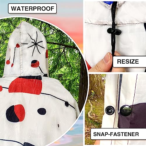 QIANQUHUI Waterproof Rain Poncho Lightweight Reusable Hiking Hooded Coat Jacket Unisex Raincoat for Hiking Camping Emergency4