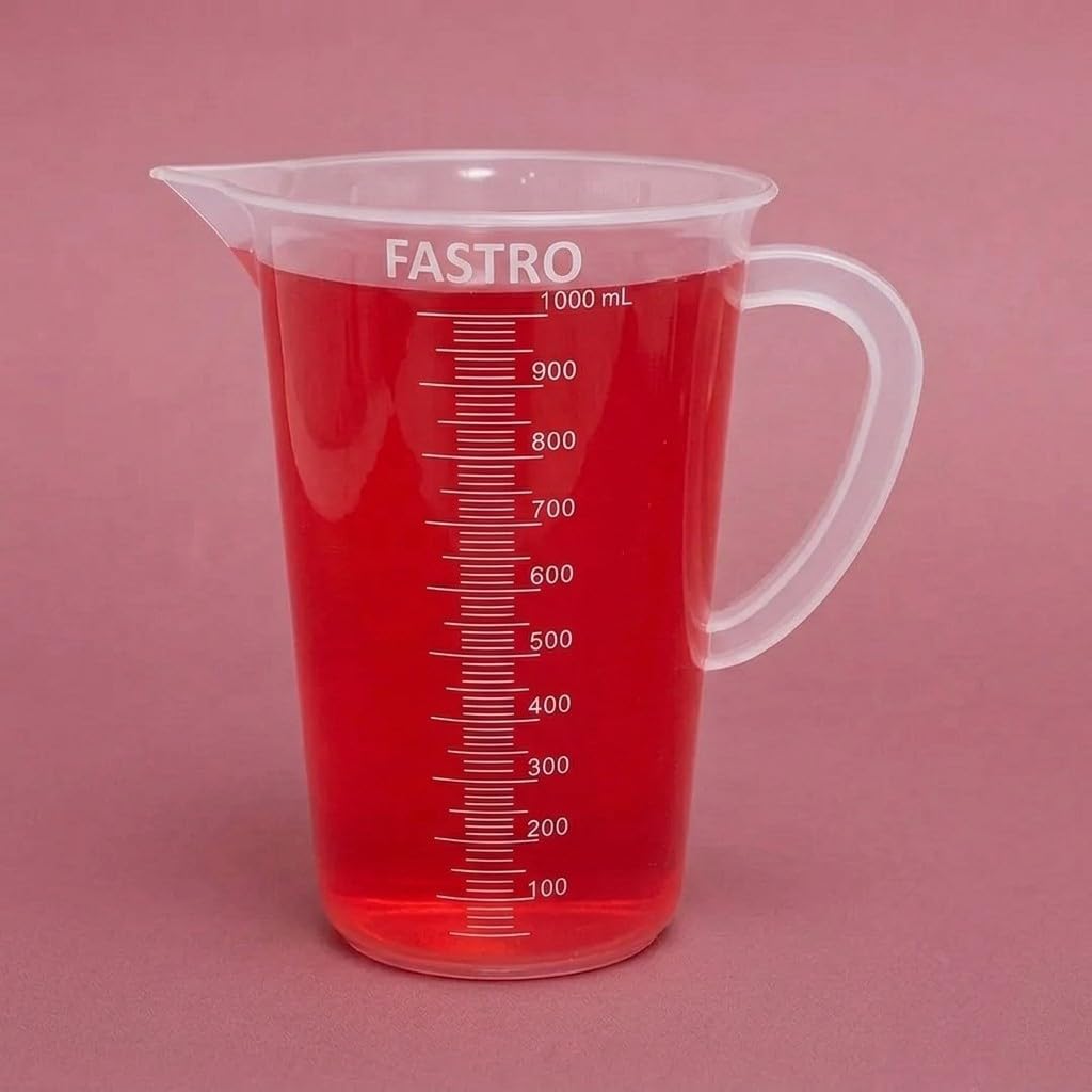 [BRSRMZA7DMBQGHTX] 1000 ML Transparent Plastic Measuring Jugs with Handles – Measuring Mugs Cups for Home, Kitchen,School, Car Service Centre & Laboratory Use, Measuring Solid & Liquids Moulded in Polypropylene