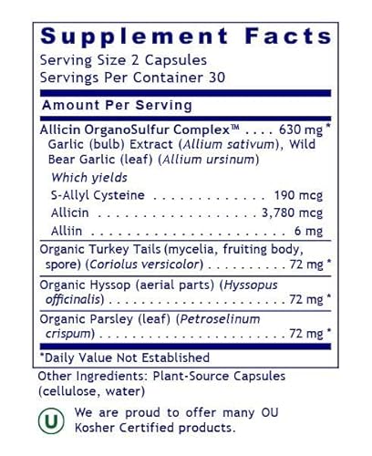 Premier Research Labs Allicidin - Supports Immune System & Cardiovascular Health - Features Garlic Extract, Wild Bear Garlic, Turkey Tails, Hyssop & Organic Parsley - 60 Plant-Source Capsules #TOP1