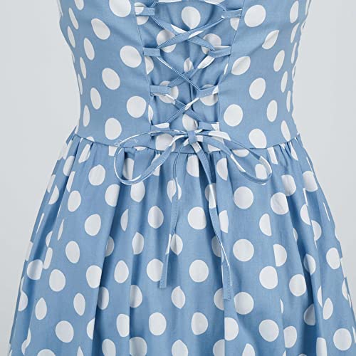 Image of 1950s Dresses for Women Vintage Retro Cocktail Party Swing Dresses Halter Floral Rockabilly 50s Polka Dot Pin up Dress