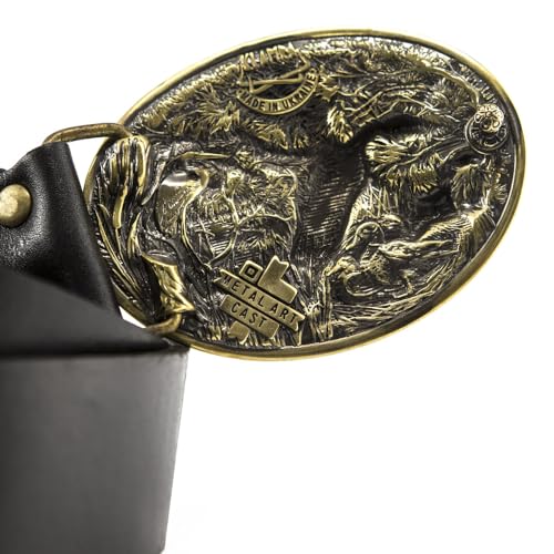 Casual leather belt with brass buckle Mallard, Handmade duck hunting belt buckle, Trophy duck season hunter gift, waterfowl solid brass belt buckle for duck hunters4
