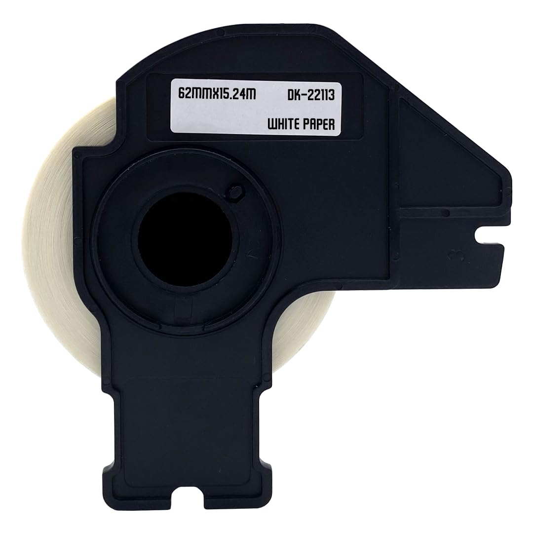 DULA Brother-kompatibel DK-22113, Endlos - Etikettenrolle, 10 Rollen, 62 mm x 15,24 m, Schwarz auf transparent, Filmptape