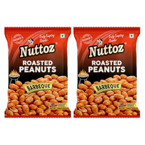 Image of Nuttoz Roasted Peanut Barbeque - Pack of 2 (140gm each) | Jumbo Roasted Moongfali | Non Fried Ready to Eat Healthy Snack | Crunchy Snack and Namkeen