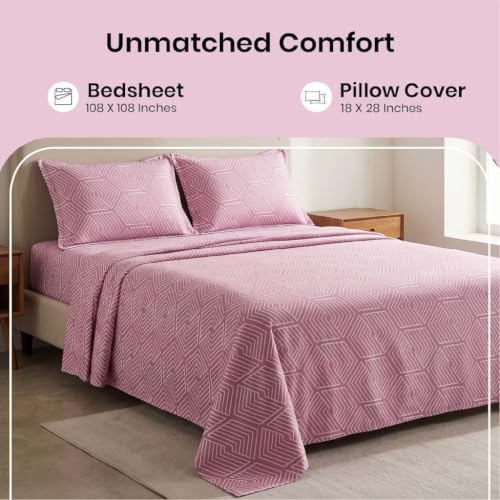 Image of Mush Aura Collection 300 TC Bamboo Bedsheets King Size with Pillow Case | Cooling & Breathable Bedsheets King-Size, Ultra Soft Bamboo Bed Sheet Set for Kingsize Bed (Blush Pink)