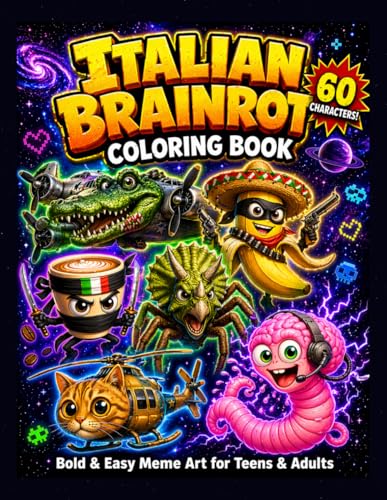 Italian Brainrot Coloring Book: 60 Funny Viral Meme Characters to Color – Bombardiro Crocodilo, Bananito Bandito, Cappuccino Assassino & More | Bold Easy Pages for Teens & Adults image 2