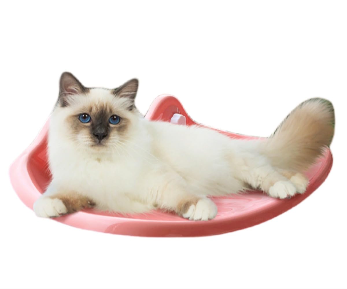 SSDHUA Cordless Cat Hammock Transparent Windowsill Cat Bed Suitable for Cats Equipped with Suction Cups Easy to Assemble (Pink)