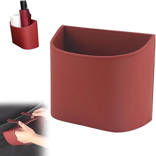 Basurero universal de cuero para puerta de automóvil, a prueba de fugas, organizador multifuncional para asiento trasero para guardar teléfonos,