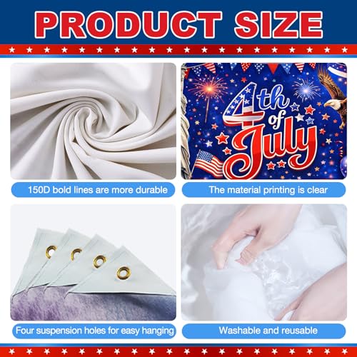 Image of BlissYard 4th of July Banner Patriotic Banner Independence Day Decorations American Flag Bald Eagle Statue of Liberty Fireworks Patriotic Party Banner for Indoor Outdoor Home Yard Party Supplies 71x43 Inches