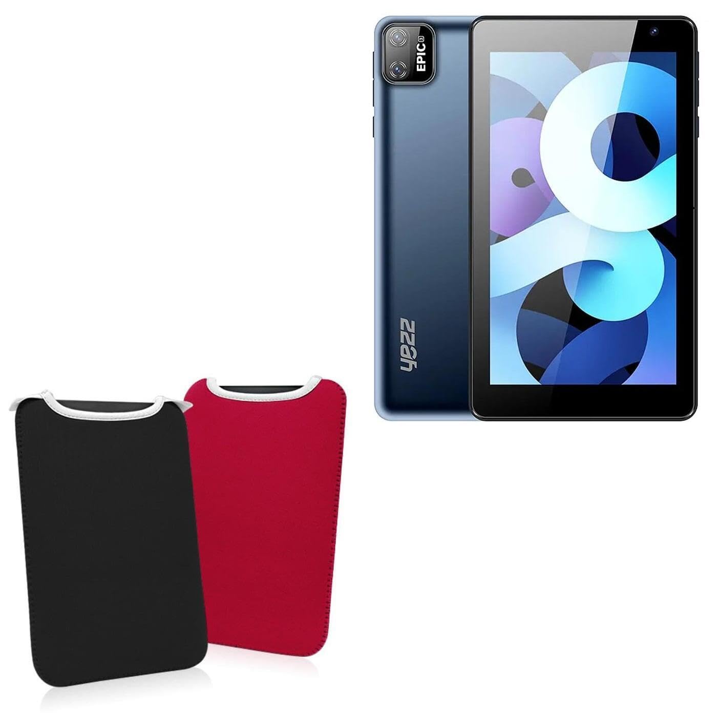 BoxWave Case Compatible with Yezz Epic 3 - SlipSuit, Soft Slim Neoprene Pouch Protective Case Cover - Jet Black/Crimson Red (Reversible)