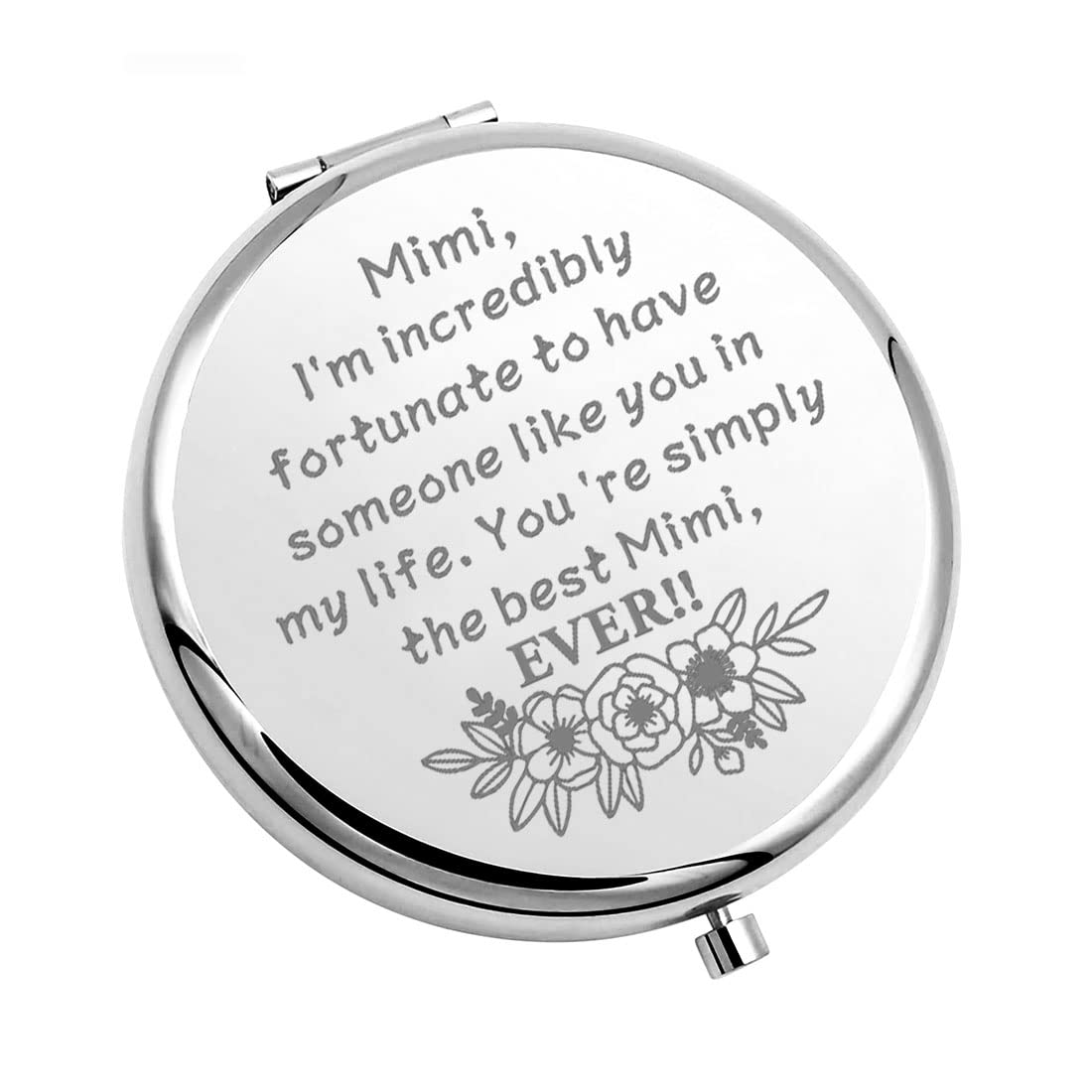 CHOOROCHOORO Mimi Gift for Mother's Day Compact Makeup Mirror Grandmother Mimi Gift from Granddaughter Appreciation Gift for Best Mimi (Mimi-EVER M)