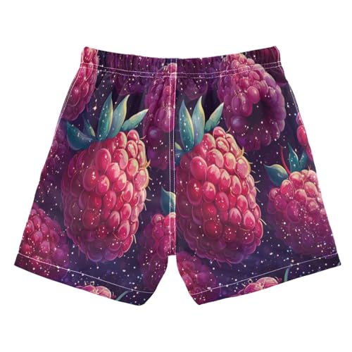 Boccsty Fresh Red Purple Raspberry Berry Fruit Boys Swim Trunks Baby Kids Swimwear Summer Toddler Beach Board Shorts 2T2