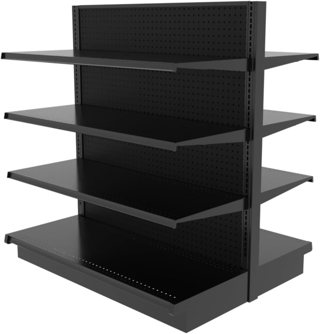 Island Gondola Retail Shelving Display with 8 Shelves Black Double Sided 48”W x 54”H x 41”D for Retail Convenience Grocery Office Supply or Liquor Stores, Industrial Grade Made in USA