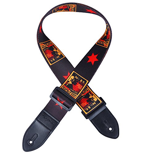 KingPoint sangle de guitare polyester impression couleur, 2 mm d’épaisseur avec extrémités cuir PU, plusieurs motifs Punk - Les Beatles, Paul McCartney, John Lennon, RIngo Starr, George Harrison KingPoint sangle de guitare polyester impression couleur, 2 mm d'épaisseur avec extrémités cuir PU, plusieurs motifs Punk – Image 3