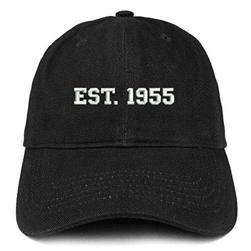 Trendy Apparel Shop EST 1955 Embroidered - 70th Birthday Gift Soft Cotton Baseball Cap - Black