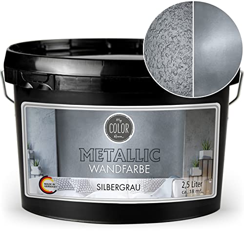 My COLOR Room Metallic Wandfarbe (Silbergrau - 2500 ml) Effekt-...