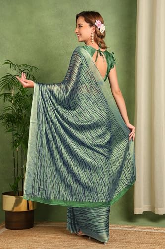 Image of MIRCHI FASHION Saree for Woman | Chiffon Block Printed Lightweight Daily Wear Sarees with Blouse