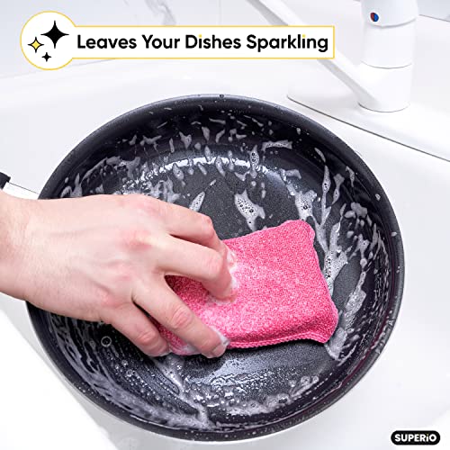 Image of Miracle Microfiber Scrubbing Sponge, Red Extra Scrubbing Power Sponge for Kitchen, Sink, Pot, Pan and Dish Washing, Super Absorbent and Rapid Drying 2-Pack