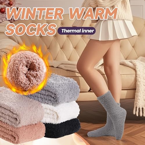 Women Fuzzy Slipper Socks Winter Microfiber Soft Cozy Plush Fluffy Socks Warm Comfy Thermal Home Sleeping Socks2