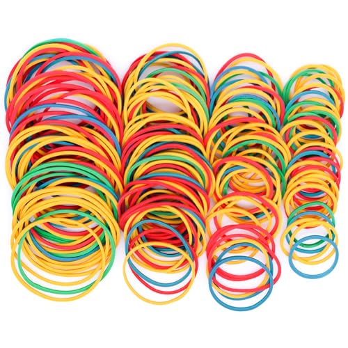 610 Stück Gummibänder Bunte Gummiringe 200g Natürliche Haushaltsgummis Gemischte Größen 25/32/38/50 mm Gummi Bänder für Arbeit Büro Küchen Bankpapier Rechnungen