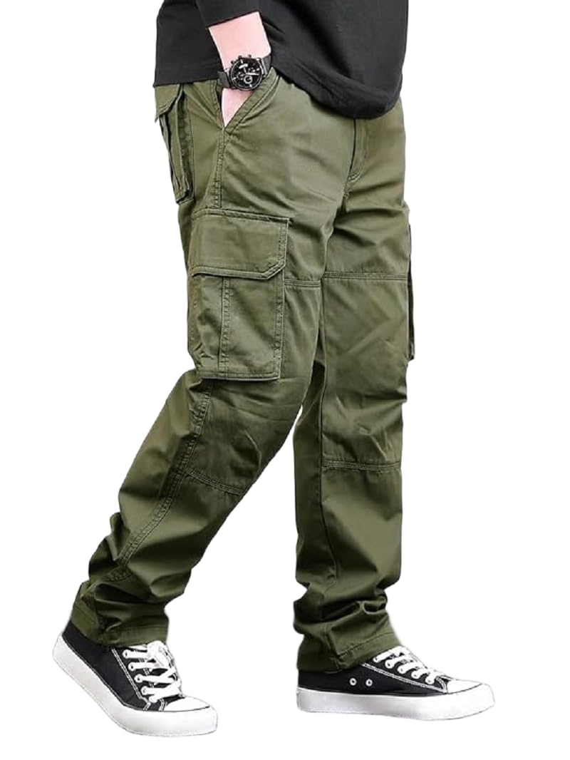 jogal Men Green Cotton Cargo Trouser, Size 30, Relaxed Fit with Multiple Flap Pockets |STYL 394-picture-38