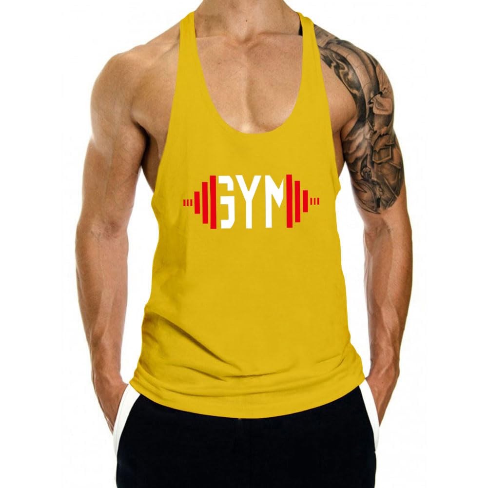 Men's Gym Tank Tops Y Back Stringer Fitness Bodybuilding Muscle Workout Sleeveless T Shirt