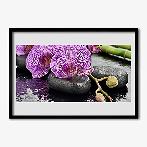 Affiche avec cadre 100x70 cm orchidée zen tulup image murale pour salon