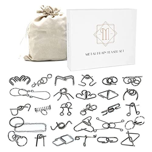 JasCherry Conjunto de 28 peças brinquedos quebra-cabeças de metal fio Set para adultos IQ brinquedo lógica quebra-cabeças de ferro engenho de metais jogo mentais para crianças e adolescentes #5