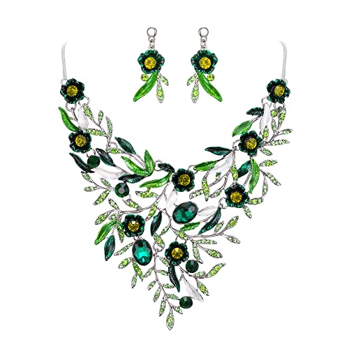 Collar llamativo esmaltado antialérgico con pendientes de flores