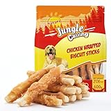 Jungle Calling Chicken Wrapped Biscuit Dog Treats, Grain-Free & Rawhide-Free Dog Chews, Crunchy Training Snacks for Small, Medium & Large Dogs, 21.2 oz