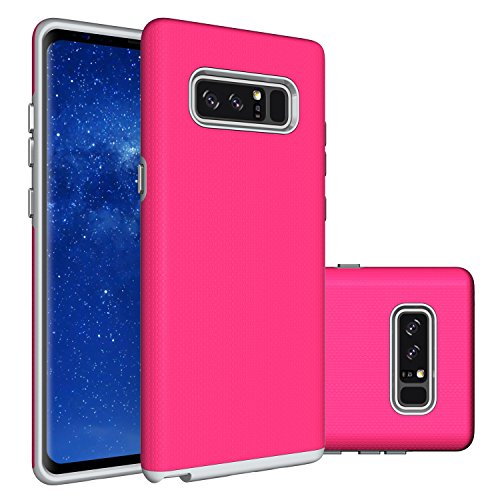 Galaxy Note 8 Case,Berry (TM) [Non-slip] [Drop Protection] [Shock Proof] [Dual Lawyer] Hybrid Defender Armor Full Body Protective Rugged Holster Case Cover For Samsung Galaxy Note 8 Hot Pink