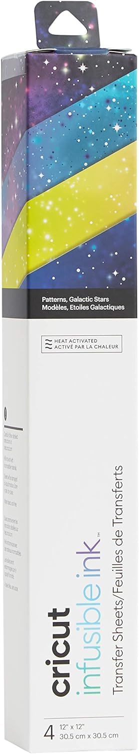 Feuilles Infusible Ink Cricut Galactic Stars pour eliminer les craquelures au lavage